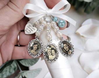 Personalisierter Brautstrauß-Fotoanhänger, individueller Brautstrauß-Anhänger, Erinnerungs-Hochzeitsnadel für den Bräutigam, Erinnerungsgeschenk