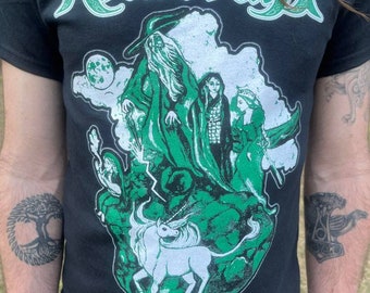 Archdruid  Official Band Colored Wizard Mystical Quest T-Shirt Black Green Original Band Artwork Heavy Metal Priority Shipping Included.