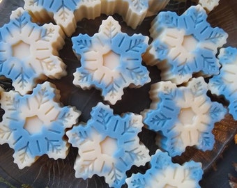 12 Peppermint, Rosemary mint, brown sugar fig, or 3 kings Snowflakes.  Pre Order Goat Milk. You choose. Soap Holiday Stocking Ready!