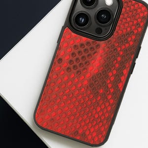 Python Lederhülle, iPhone 17 16 Pro Max, exotische Schlangenleder Hülle, handgefertigt schlank