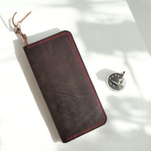 Cartera de cuero personalizada para hombre: tarjetero fino cosido a mano con diseño artístico pintado a mano, cuero genuino, regalo personalizado para él.