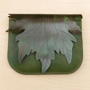 Crossbody Bag, Maple Leaf Leather Satchel, Cottagecore Messenger Botanical Forest Fairy Autumn Rucksack Brown