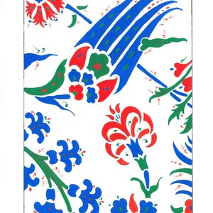 Iznik Tile Wall Art Printable, Blue Red Tulip Carnation Ottoman Pattern, Turkish Tile Art Print, Islamic Floral Decor