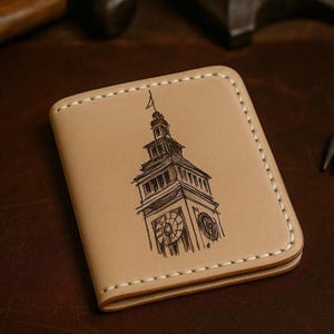 Cartera de cuero personalizada hecha a mano, curtida vegetal, con 2 ranuras para tarjetas, cosida a mano, accesorio duradero para hombre, opción personalizada, regalo para él.