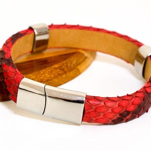 Bracelet serpent en cuir python manchette unisexe bijoux réglables exotiques véritable bracelet personnalisé fait main gravé