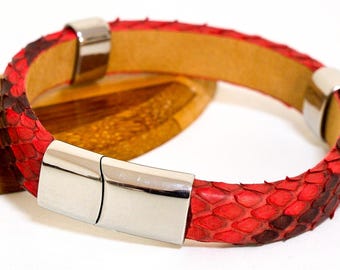 Python Leather Snake Bracelet Unisex Cuff Exotic Adjustable Jewelry Engraved Real Handmade Personalized Wristband