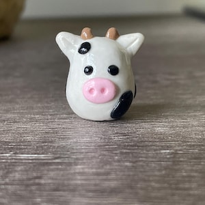 Cow Figurine Decor Collectible Polymer Clay Statue Mini Animal Figurine Gift Clay Cow Figure