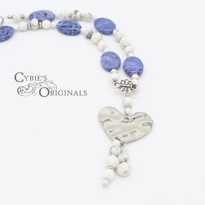 Battered Heart Sodalite and Howlite Necklace