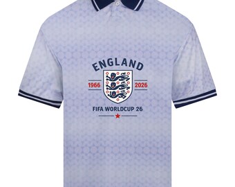England Retro Sports Polo in White World Cup 2026