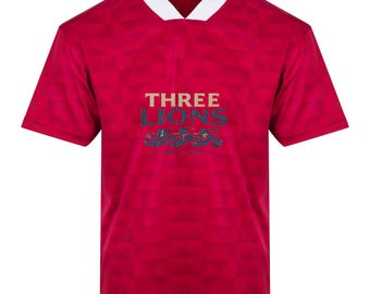 Three Lions England Retro Sports T-Shirt in Red World Cup 2026
