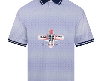 60 Years Of Belief England Retro Sports Polo in White World Cup 2026