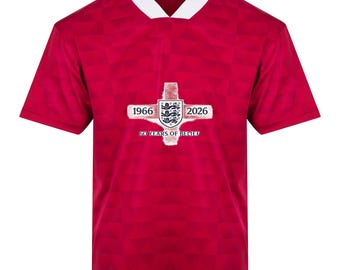 60 Years Of Belief England Retro Sports T-Shirt in Red World Cup 2026