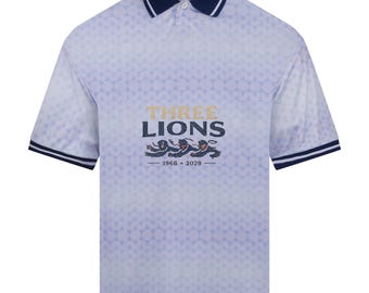 Three Lions England Retro Sports Polo in White World Cup 2026