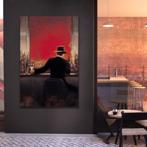 Vertical Canvas Office Painting Brent Lynch Cigar Bar Evening Lounge Famous Man Living Room Wall Art Housewarming Gift Wall Decoration