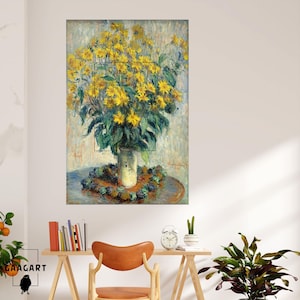 Vertical Canvas Wall Painting Claude Monet Jerusalem Artichoke Painting High Quality Color Printing Living Room Housewarming Gift Wall Art