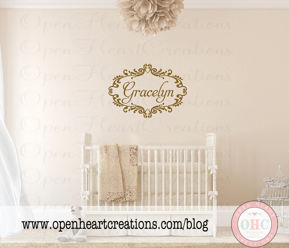 Name Wall Decals Shabby Chic Vinyl Wall Decal with Name and Etsy