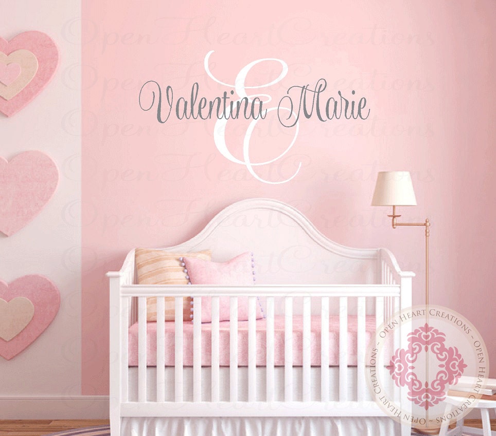 Name Wall Decal with Initial Monogram for Girl or Boy Baby or Etsy