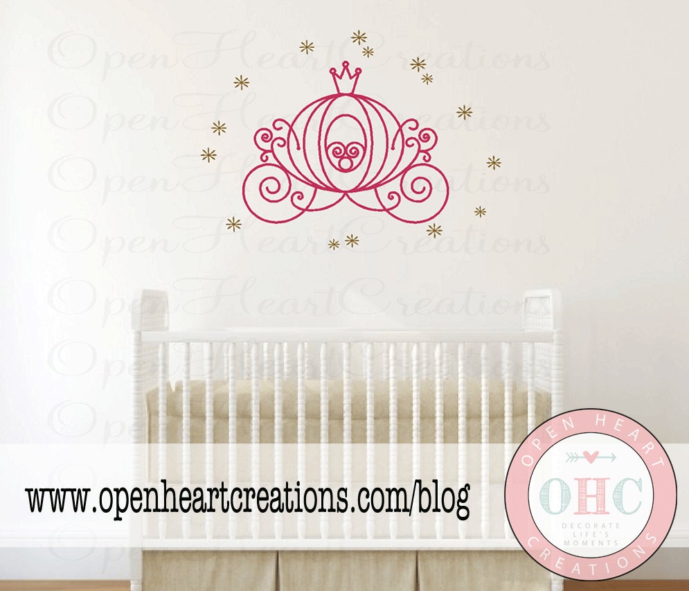 Princess Carriage Wall Decal with Stars Princess Vinyl Decal Etsy