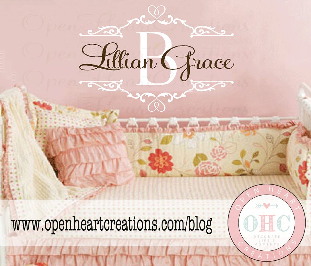 Childs Name Wall Decals Shabby Chic Baby Nursery Vinyl Wall Etsy