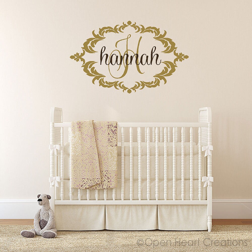 Baby Name Wall Decal with Elegant Shabby Chic Frame Nursery Etsy