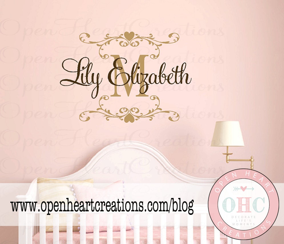 Baby Name Wall Decal with Elegant Shabby Chic Accent Frame Etsy