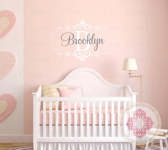 Large Baby Initial and Name Wall Decal with Elegant Shabby Etsy