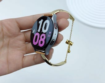 Minimalistyczny błyszczący metalowy pasek do zegarka Galaxy do zegarków Samsung Galaxy 4, 5, 6, 7 40 mm 44 mm, 4 Classic, 6 Classic 43 mm 47 mm, Garmin Venu 20 mm 22 mm