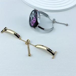 Minimalist Glossy Metal Galaxy watch band for Samsung Galaxy watch 4,5,6,7 40mm 44mm, 4 Classic, 6 Classic 43mm 47mm, Garmin Venu 20mm 22mm