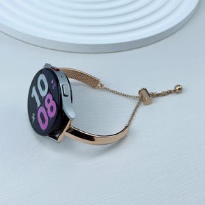 Elegant Stainless Steel Bangle Slim Bracelet for Samsung Galaxy watch 7/6/5/4 40mm 44mm, 4 Classic, 6 Classic, Garmin Venu 20mm Watch Band