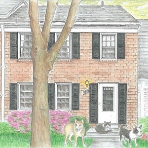 Custom Illustrated House Portrait 8x10 include your pet image 5