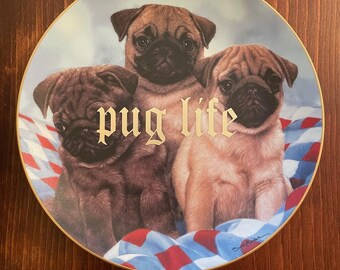 Vintage Limited Edition Danbury Mint PUGS Plate - “poppy Love” by