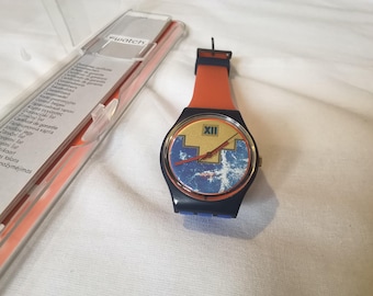 Orologio da polso vintage Swatch GN114 BLUE FLAMINGO 1991.
