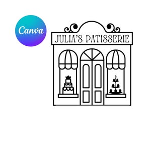 DIY Patisserie Bakery Cafe Birthday Bachelorette Party Favors Logo Label Canva Template