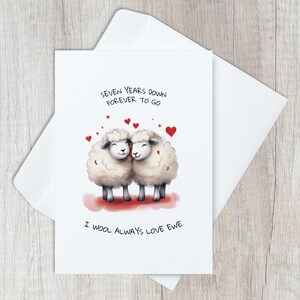Tarjeta de aniversario personalizada para parejas Lindo juego de palabras de ovejas Tarjeta romántica personalizada para él o ella Tarjeta de amor divertida Tema Forever Love Together