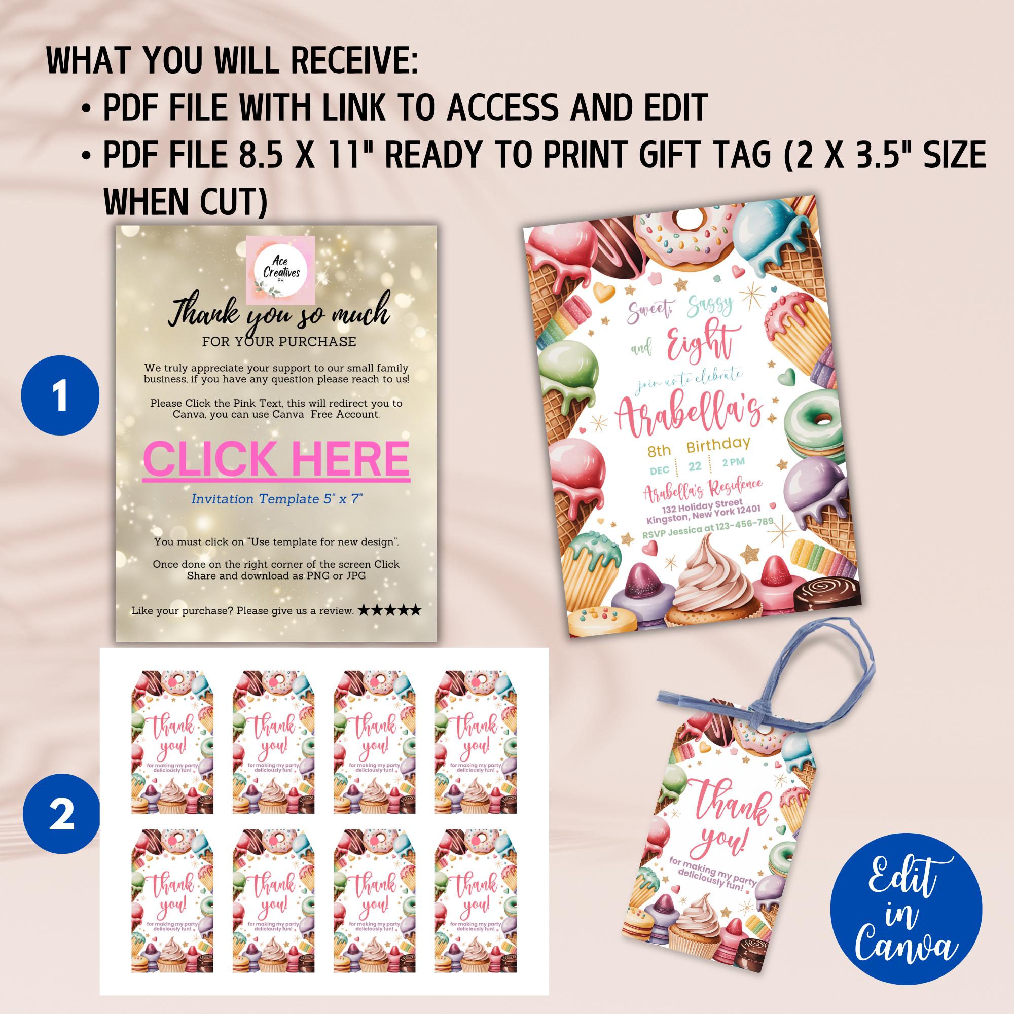 Editable Sweets Birthday Invitation, Candyland Party Invite, Candy ...