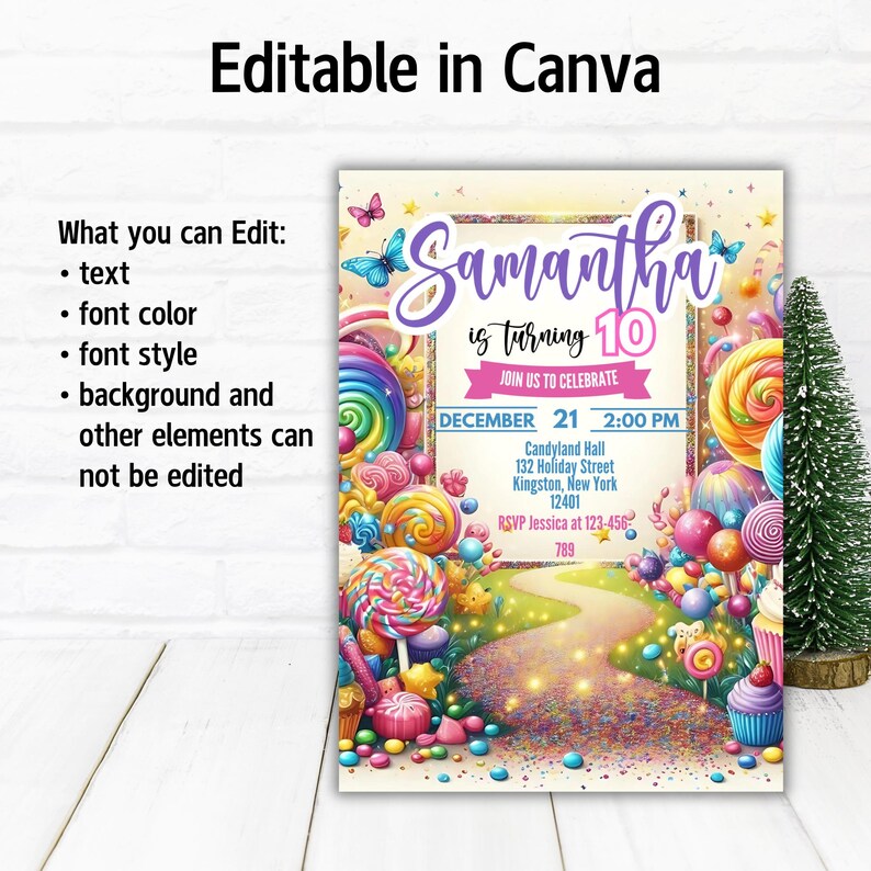 Editable Candyland Birthday Invitation, Sweets Party Invitation for ...