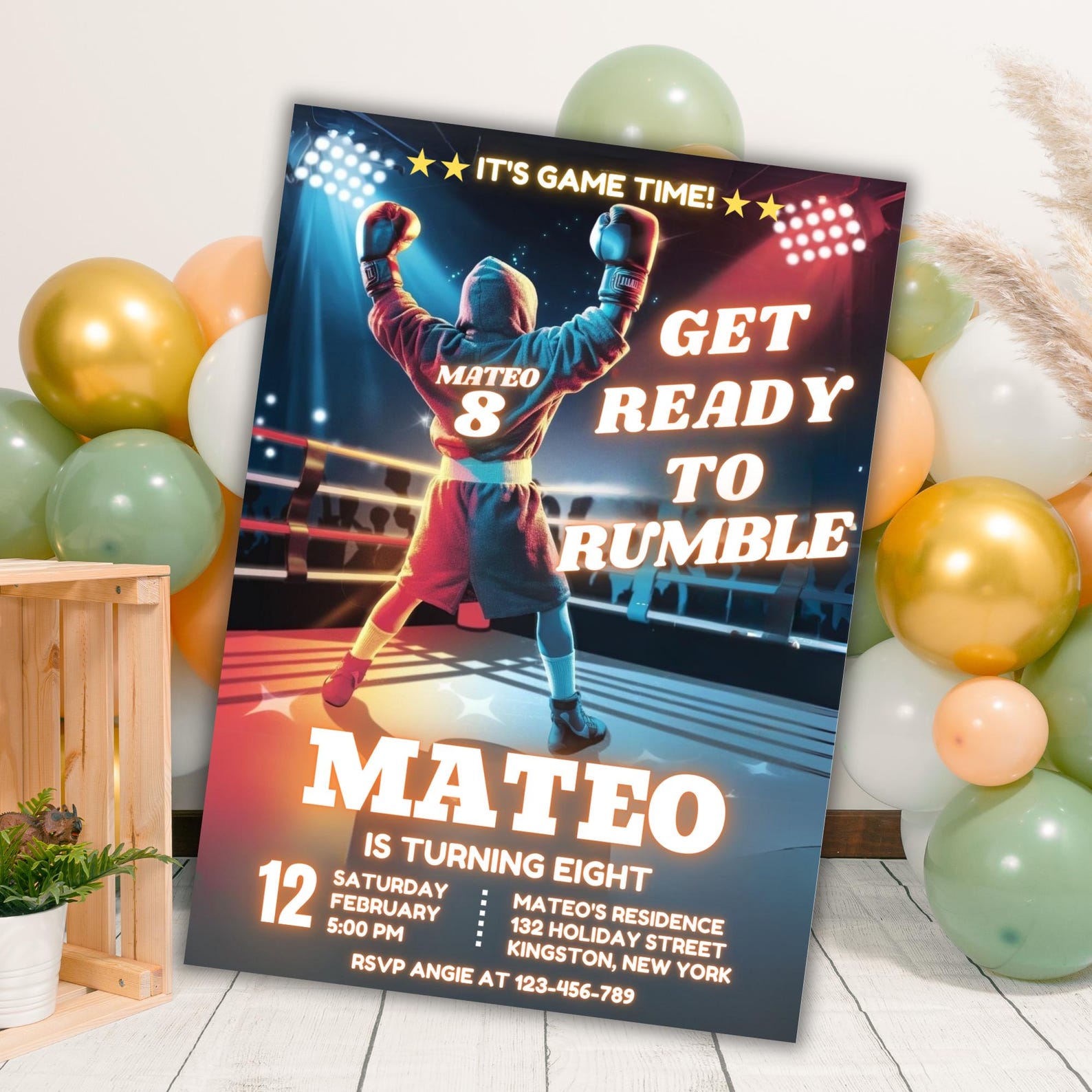 Editable Boxing Birthday Invitation, Box Party Invite, Knockout Party ...