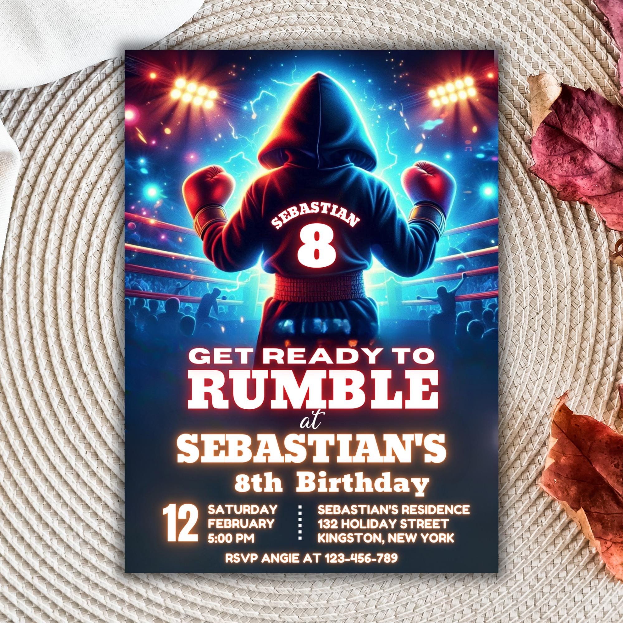 Editable Boxing Birthday Invitation Template, Knockout Party, Rumble ...
