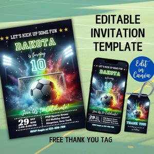Editable Soccer Birthday Invitation: Boys Sports Party (Digital Download, 5x7&quot; & Mobile Size)