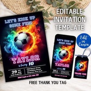Editable Soccer Birthday Invitation, Soccer Party Invite, Sports Birthday Invitation, Digital Soccer Invite, Boys Soccer Birthday Template