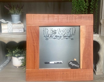 Magnetic Farmhouse Board - Dry Erase Board - Rustic Message Board - Wall Decor - Housewarming Gift - Prayer Board - It is Well with My Soul
