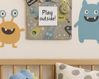Nursery Magnet Board – 12" Wall Hanging Photo Organizer with Ribbon - Back to School
