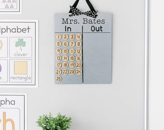 Classroom Check In Board: Magnetic Student Tracker, 25 Magnets