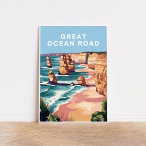 Great Ocean Road - Twelve Apostles Reiseposter | Küstenwandkunst | Victoria Wahrzeichen Drucke