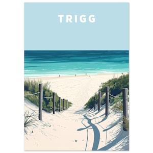 Trigg beach travel poster | coastal wall art | perth western australia landmark prints