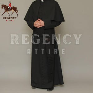 Batina preta católica romana Inverness Cape - Veste clerical, túnica sacerdotal, tamanho personalizado, traje religioso, roupa religiosa católica