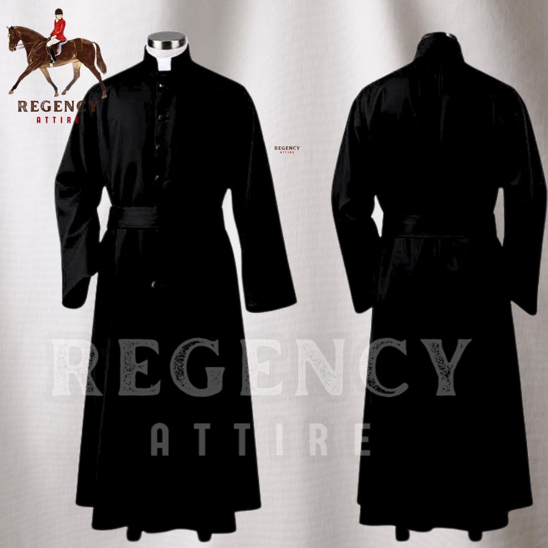 手作りの黒い聖職者用カソック - ローマカトリックの司祭用祭服 - Etsy
