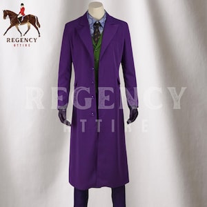 Iconic Custom Made Purple Joker Wool Trench Coat - Iconic Cosplay Outfit for Theater, AnimeCon, Steampunk, and Halloween - Christmas gift