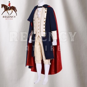 New Civil War George Washington Spies Uniform, Navy Blue/Off White Wool Men Coat, 1770s American Revolution War Jacket-Christmas gift