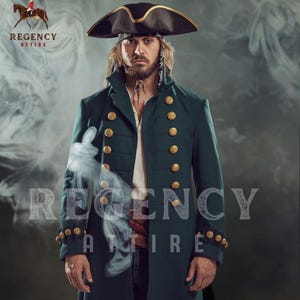 Men’s Pirate Frock Coat | 18th Century Naval Officer Jacket | Historical Pirate Costume | Captain Halloween Coat | Jack Sparrow Costume
